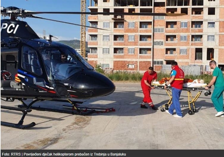Povrijeđeni dječak helikopterom prebačen iz Trebinja u Banjaluku