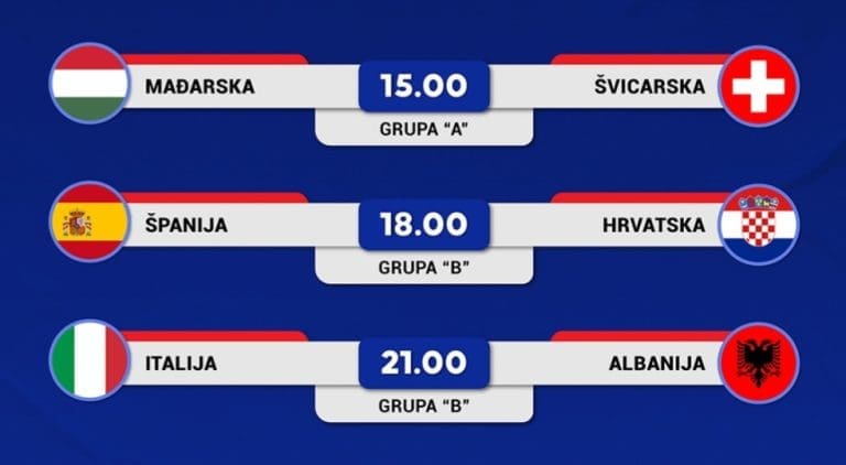 EURO 2024: Danas tri utakmice, okršaj Španije i Hrvatske