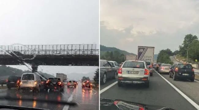 Nesreća na autoputu: Sudar dva automobila, nastale ogromne gužve