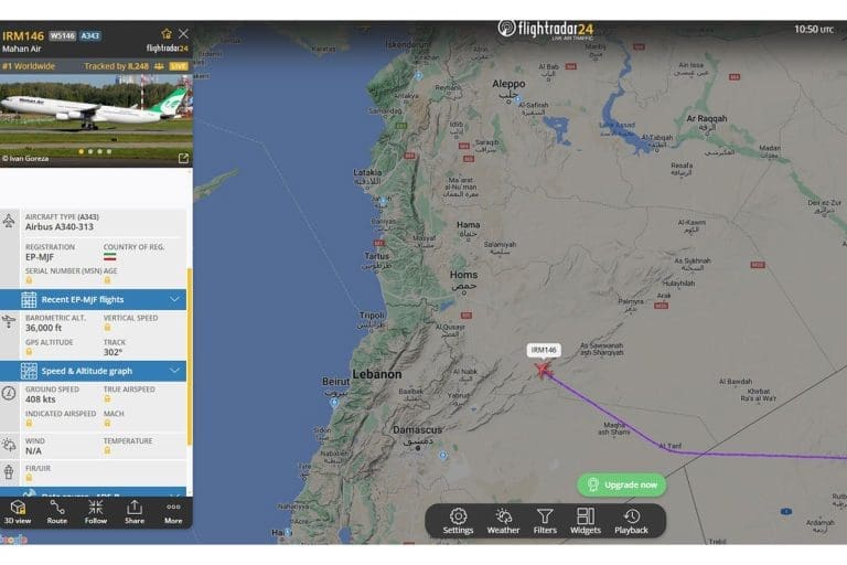 Iranski avion upravo leti prema ruskoj bazi u Siriji